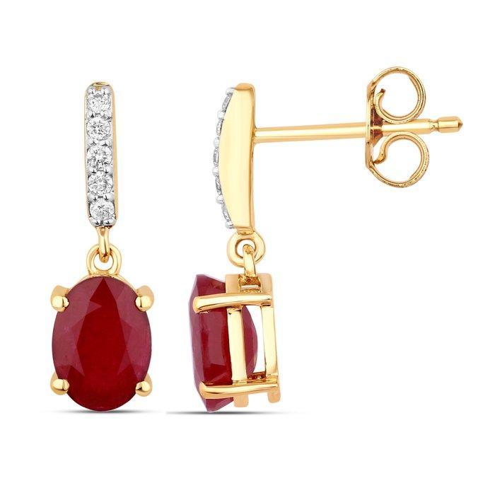 Oorbellen - 14 karaat Geel goud - 2.36ct. tw. Robijn -, Bijoux, Sacs & Beauté, Boucles d'oreilles