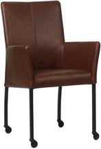 Cognac leren moderne eetkamerstoel - met armleuning poot, Huis en Inrichting, Stoelen, Overige kleuren, Nieuw, Leer, Ophalen of Verzenden