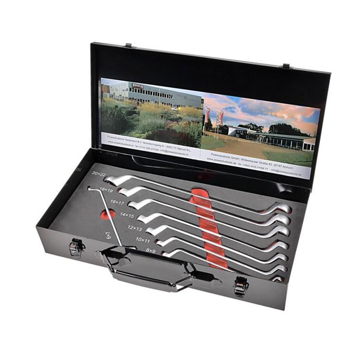 Set 8 metrische ringsleutels in metalen opbergbox, Doe-het-zelf en Bouw, Gereedschapskisten, Ophalen of Verzenden