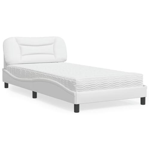 vidaXL Bed met matras kunstleer wit 100x200 cm, Huis en Inrichting, Slaapkamer | Bedden, Nieuw, Verzenden