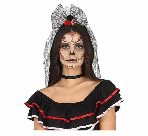 Zilveren Halloween Haarband Spin Met Sluier, Hobby en Vrije tijd, Feestartikelen, Nieuw, Verzenden