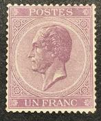 België 1865/1866 - Leopold I in profiel - 1 franc Violet -, Gestempeld