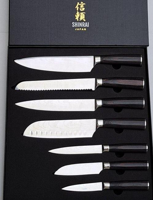 Shinrai Japan - 7 Piece professional knives set - Stainless, Antiquités & Art, Antiquités | Ustensiles de cuisine