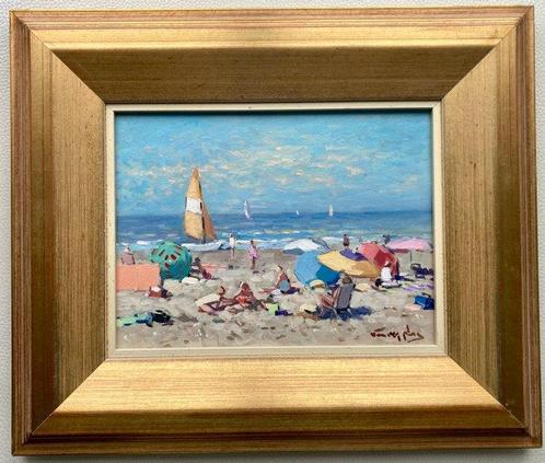 Niek van der Plas (1954) - Strandgezicht, Antiek en Kunst, Kunst | Schilderijen | Klassiek