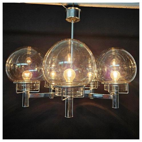 Plafondlamp - Chroom, Glas, Antiek en Kunst, Kunst | Designobjecten
