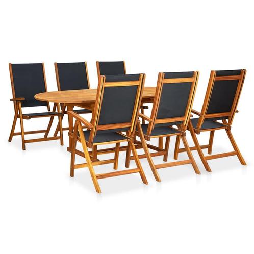 vidaXL Ensemble à manger dextérieur 7 pcs Bois dacacia, Jardin & Terrasse, Ensembles de jardin, Neuf, Envoi