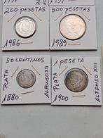 Spanje. Colección de 147 monedas y 3 billetes 1870-2001, Postzegels en Munten