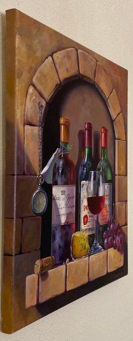 Maria Gordeeva (1970) - Three bottles of wine, Antiek en Kunst, Kunst | Schilderijen | Modern