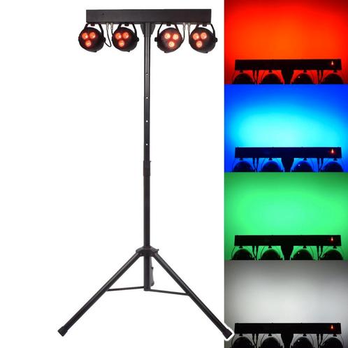 Qtx Oplaadbare LED Par Bar Met 4 RGBW Lampen En Statief, Muziek en Instrumenten, Licht en Laser