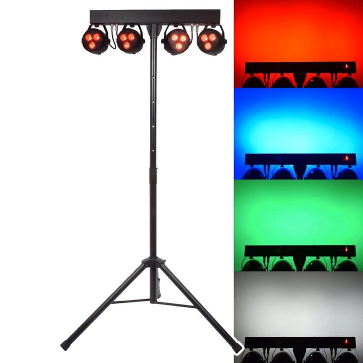 Qtx Oplaadbare LED Par Bar Met 4 RGBW Lampen En Statief, Muziek en Instrumenten, Licht en Laser