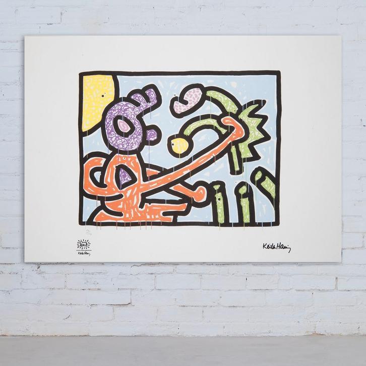 Keith Haring – Offset Lithografie, 50×70 cm, Gecertificeerd, Antiquités & Art, Art | Lithographies & Sérigraphies
