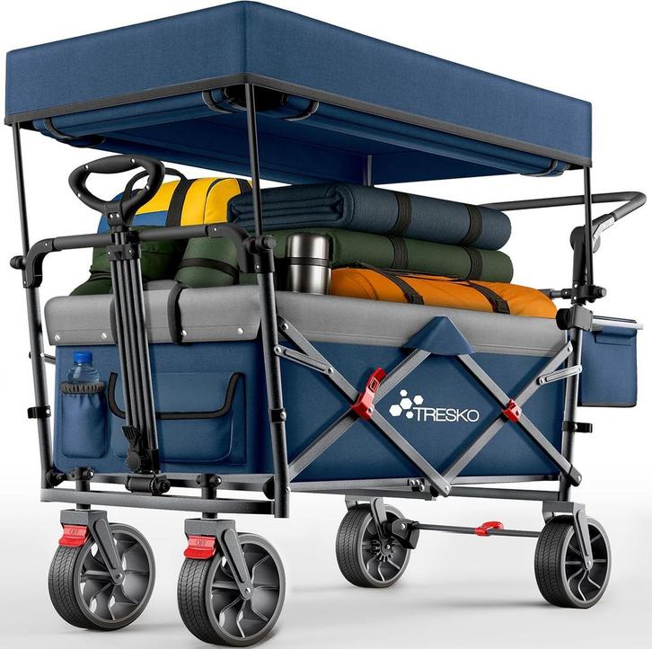 TRESKO® Opvouwbare bolderkar met dak, koelvak en zijrolluike, Caravans en Kamperen, Kampeermeubelen, Nieuw, Verzenden