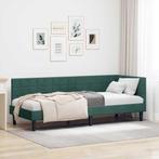 vidaXL Hoek Bed Frame met hoofdeinde Donkergroen 80 x 200 cm, Huis en Inrichting, Slaapkamer | Bedden, Verzenden, Nieuw