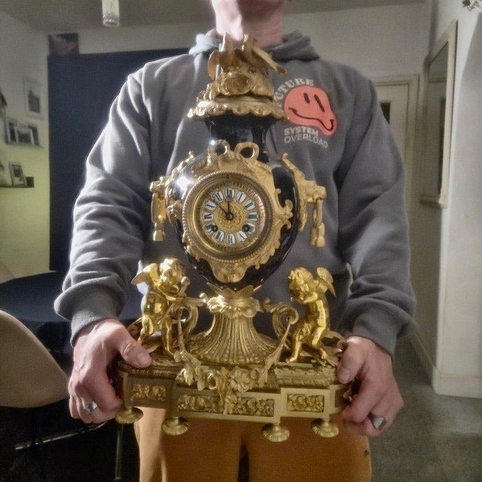 Tafelklok Napoleon III - Verguld brons - ca. 1880 - Engelen, Antiek en Kunst, Antiek | Klokken