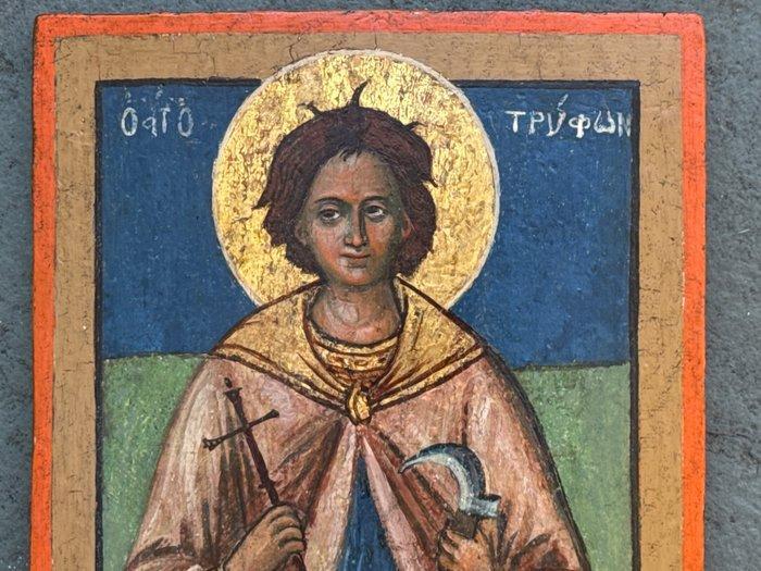 Icoon - Heilige Triphon - Hout, Antiek en Kunst, Kunst | Niet-Westerse kunst