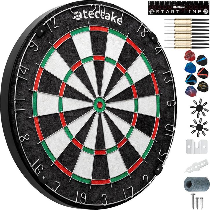 tectake Dartbord Bully met 9 pijlen, 21 flights en accessoir, Sport en Fitness, Darts, Verzenden