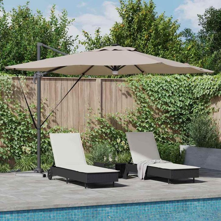 vidaXL Roma Parasol Taupe 286 x 284 x 270 cm Aluminium en, Tuin en Terras, Parasols, Nieuw, Verzenden