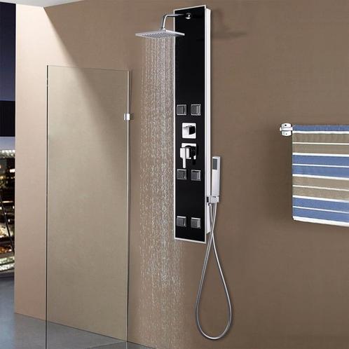 vidaXL Douchepaneel 18x42,1x120 cm glas zwart, Doe-het-zelf en Bouw, Sanitair, Nieuw, Verzenden