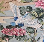 Exclusieve Art Nouveau stof met Oosterse Kraanvogels -