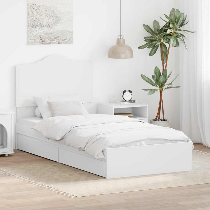 vidaXL Opbergbed met hoofdeinde met lade Wit 90 x 190 cm, Huis en Inrichting, Slaapkamer | Bedden, Nieuw, Verzenden