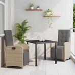 vidaXL Tuin Eettafel Set 3 pcs Beige poly rattan, Tuin en Terras, Verzenden, Nieuw