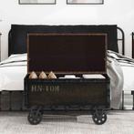 vidaXL Opbergbankje 80,5x41x50 cm massief hout en kunstleer, Verzenden, Nieuw