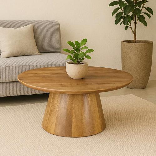 Salontafel Mangohout Salontafel Mick Rond 80 cm, Huis en Inrichting, Tafels | Salontafels, Nieuw, Overige houtsoorten, Rond, Verzenden