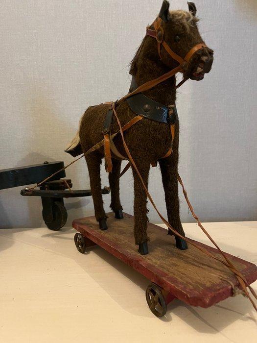 Merkloos - Speelgoed Trekkend paard met kar - 1920-1930, Antiek en Kunst, Antiek | Speelgoed