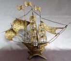 Modelschip - Karveel - Vintage zilveren Portugees filigrein, Antiek en Kunst