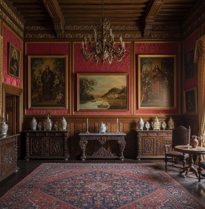 École du Pérou (c. 1780) - Sur les Berges du Rimac, Antiek en Kunst, Kunst | Schilderijen | Klassiek