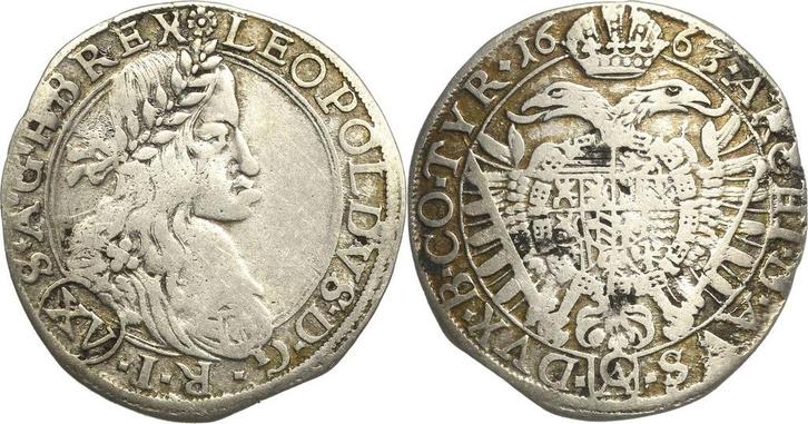 15 Kreuzer 1663, Habsburg Leopold I 1657-1705, Postzegels en Munten, Munten | Europa | Niet-Euromunten, België, Verzenden