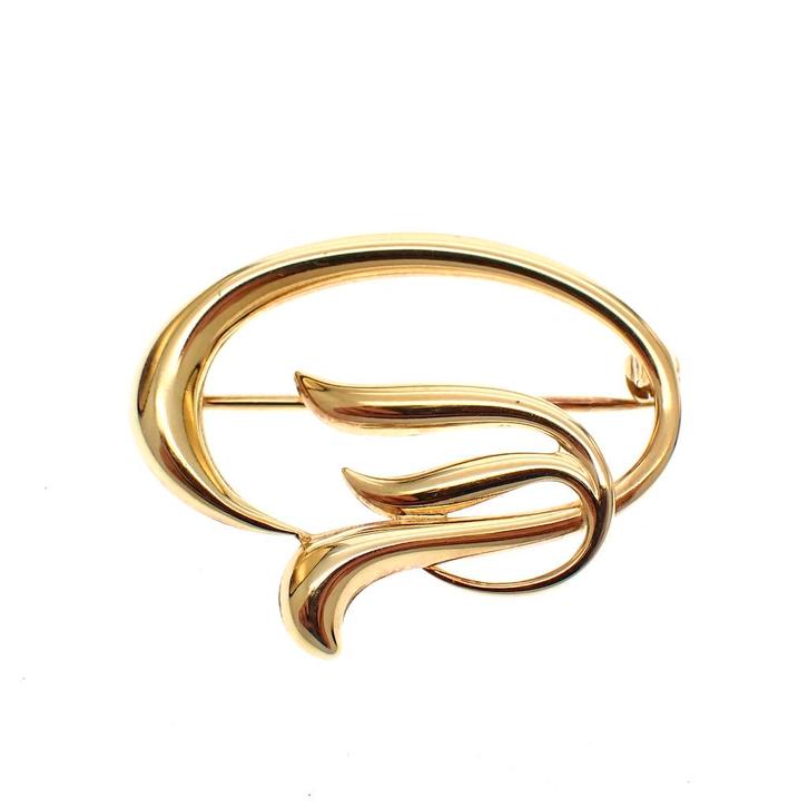 Gouden fantasie broche (vintage, gouden broche), Handtassen en Accessoires, Broches, Overige kleuren, Gebruikt, Goud, Ophalen of Verzenden