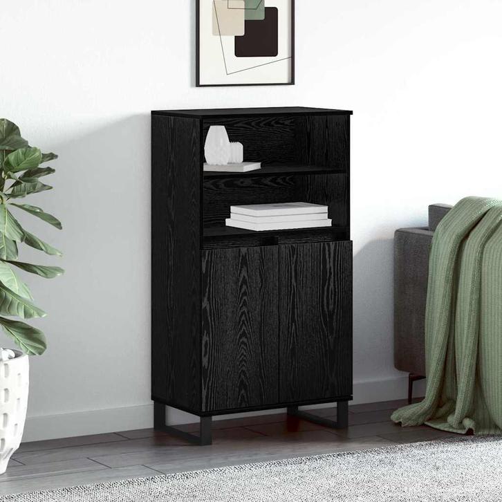 vidaXL Highboard Zwart 60 x 36 x 110 cm Bewerkt hout, Huis en Inrichting, Kasten | Dressoirs, Nieuw, Verzenden