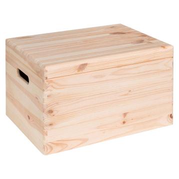 Houten kist met klepdeksel, 40cm breed, inhoud 27,6L