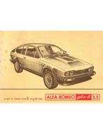 1980 ALFA ROMEO GTV6 2.5 INSTRUCTIEBOEKJE ITALIAANS, Ophalen of Verzenden