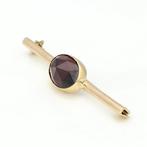 Broche - 14 karaat Geel goud - Granaat, Handtassen en Accessoires, Antieke sieraden