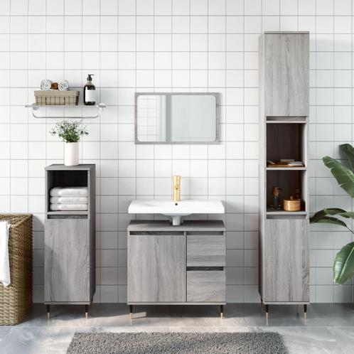 vidaXL Badkamerkast 30x30x190 cm bewerkt hout grijs sonoma, Huis en Inrichting, Badkamer | Badkamermeubels, Nieuw, Verzenden