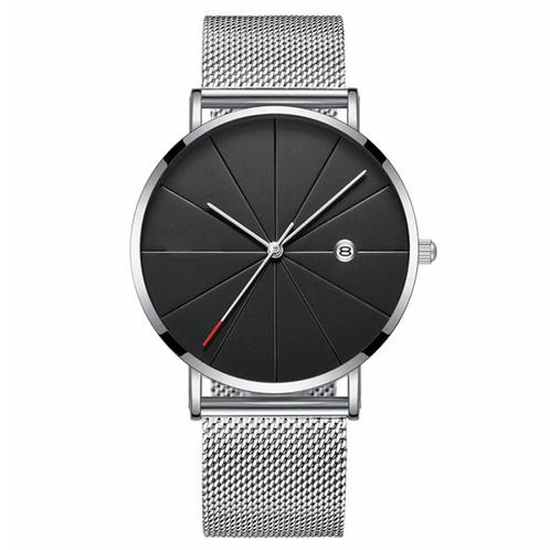 Fako® - Horloge - Mesh - Chicago - Ø40mm - Zilver/Zwart, Handtassen en Accessoires, Horloges | Dames, Verzenden