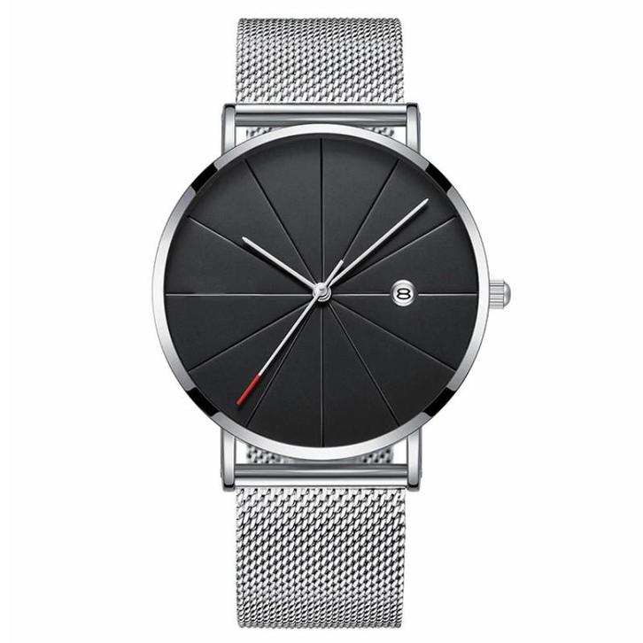 Fako - Horloge - Mesh - Chicago - Ø40mm - Zilver/Zwart, Handtassen en Accessoires, Horloges | Dames, Verzenden