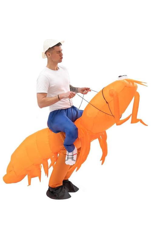 KIMU® Opblaas Kostuum Garnaal Sushi Opblaasbaar Pak Garnalen, Kleding | Heren, Carnavalskleding en Feestkleding, Nieuw, Ophalen of Verzenden