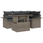 vidaXL 5-delige tuinset met kUSSEN in grijs poly rattan, Tuin en Terras, Tuinsets en Loungesets, Verzenden, Nieuw