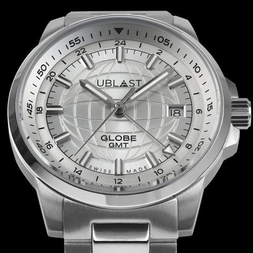 Ublast - Globe GMT - Swiss Made - REF.UBGLO40SV - Ltd, Handtassen en Accessoires, Horloges | Heren