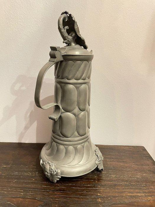 Koffiepot (6) - Tin, Koper - Tinnen kan met bekers, Antiek en Kunst, Curiosa en Brocante