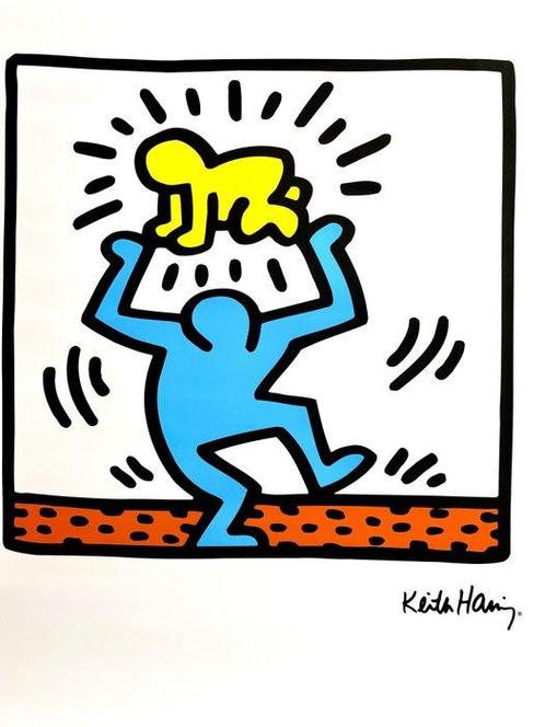 Keith Haring (after) - Yellow baby - Jaren 1990, Antiek en Kunst, Kunst | Tekeningen en Fotografie