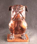 Antieke borstelhouder - Sculpture, Buldog - 25 cm - Bois