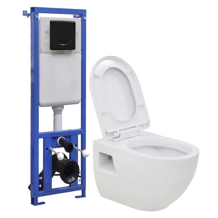 vidaXL Hangend toilet met hoge verbogen stortbak keramiek, Bricolage & Construction, Sanitaire, Envoi