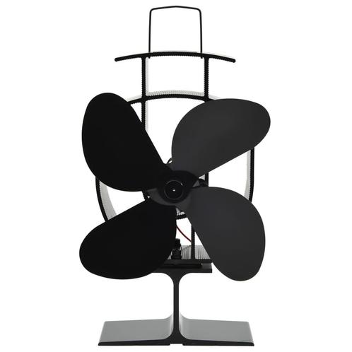 vidaXL Kachelventilator met 4 vinnen zwart, Huis en Inrichting, Kachels, Nieuw, Verzenden