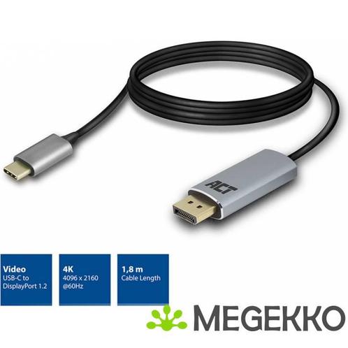 ACT USB-C naar DisplayPort male kabel 1,8m 4K @ 60Hz, Informatique & Logiciels, Ordinateurs & Logiciels Autre, Envoi