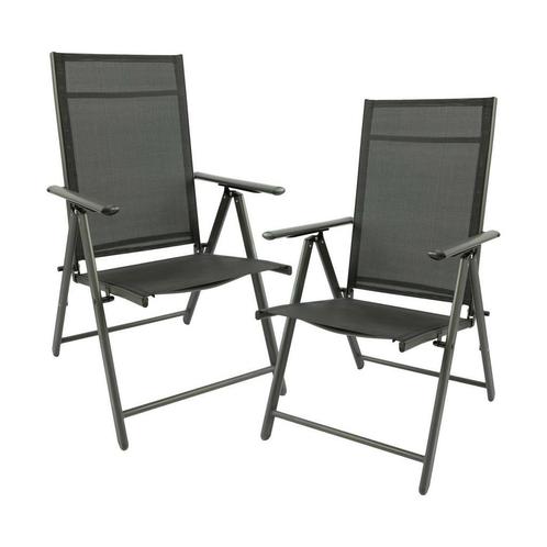 Tuinstoel 7 standen 2 stuks zwart, Tuin en Terras, Tuinstoelen, Inklapbaar, Verstelbaar, Nieuw, Metaal, Ophalen of Verzenden
