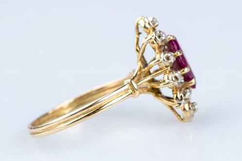 Bague - 18 carats Or jaune - 0.95ct. tw. Rubis - Diamant, Handtassen en Accessoires, Ringen